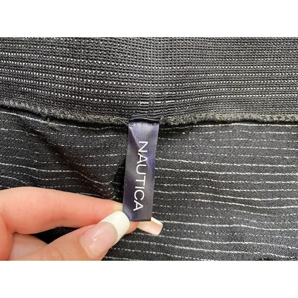 Nautica Black Gray Stripe Leggings Sz L/XL‎